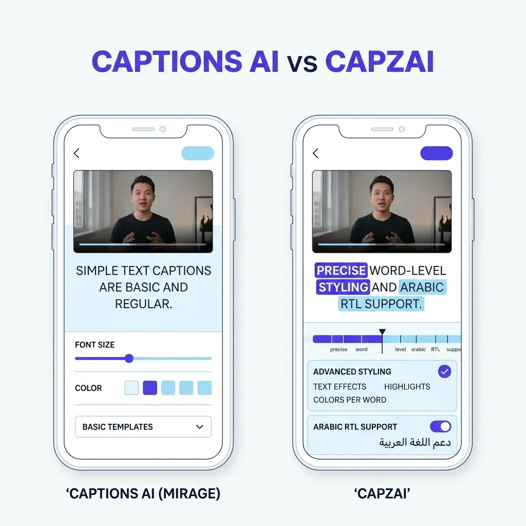AI caption editor comparison showing localized subtitle workflows and export controls