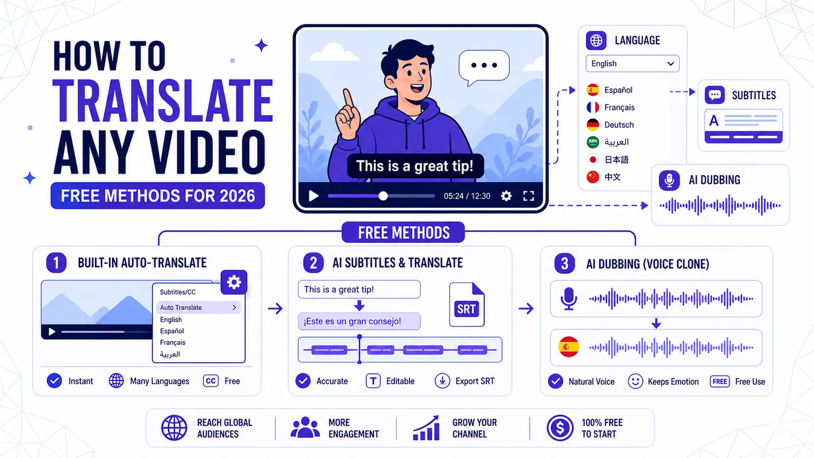 How to Translate Any YouTube Video (Free Methods for 2026)