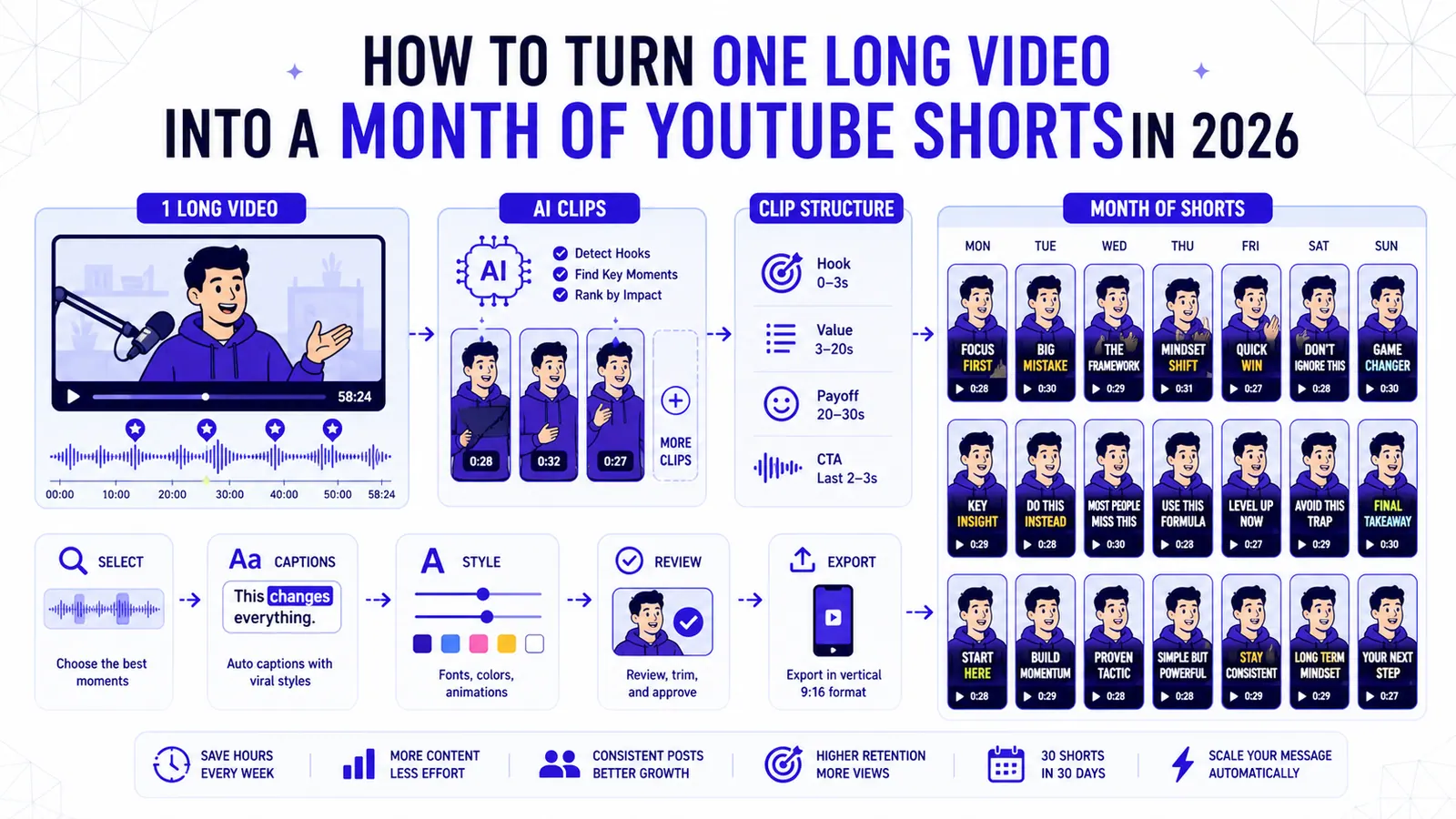 How to Turn One Long Video into a Month of YouTube Shorts in 2026